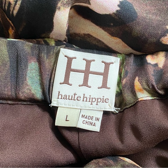 Haute Hippie brown black green print Keith silk cargo drawstring jogger pants - Picture 12 of 15